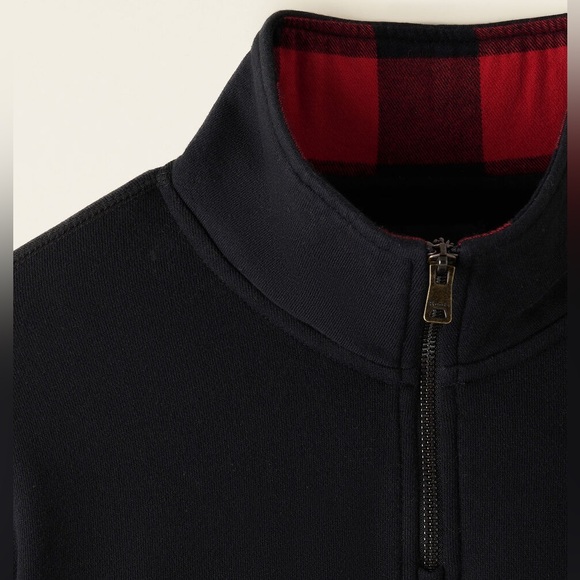 Roots Men’s Buffalo Plaid Zip Stein Hoodie Black Red Quarter Zip Sweater M - Picture 4 of 16